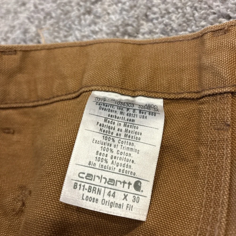 Carhartt B11 Carpenter Pants Duck Dungaree Loose Fit Pants Brown Tan 44x30